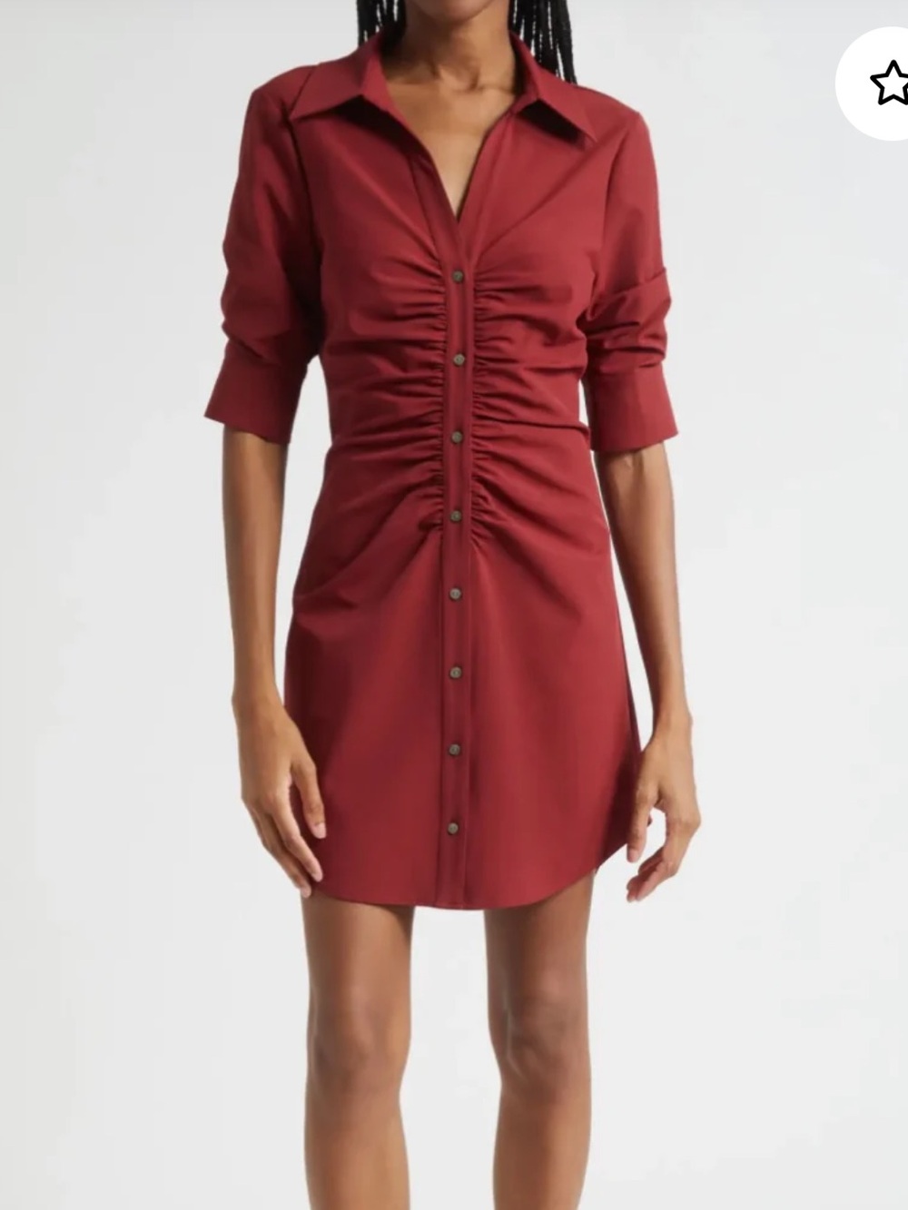 Cinq a Sept Elina Gathered Mini Dress in Wineberry Red